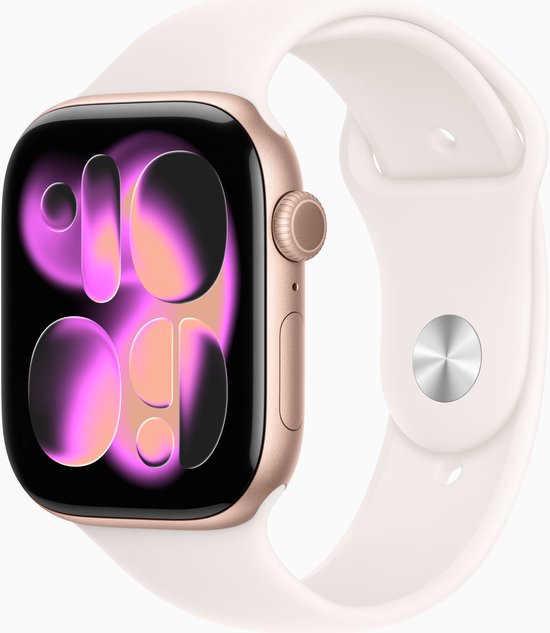 Apple Watch 11 - Wifi - 42mm - Boîtier en aluminium or rose avec bracelet sport Blush clair - S/M