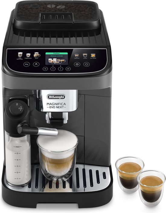 De’Longhi Magnifica Evo Next ECAM310.60.GB - Machine à café espresso entièrement automatique - Technologie LatteCrema Hot et 10 recettes - Noir/Gris