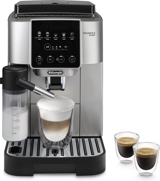 De’Longhi Magnifica Start - machine à expresso entièrement automatique avec mousseur à lait LatteCrema Hot Technology - Argent/Noir - ECAM220.80.SB