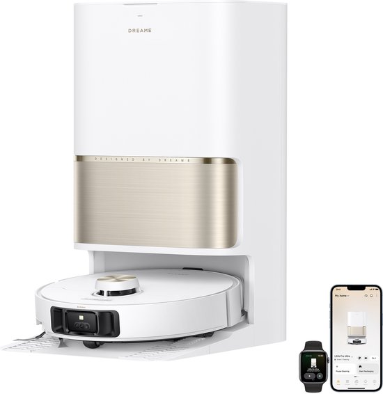 Dreame Robot Aspirateur L50s Pro Ultra - Robot Aspirateur avec Fonction de Lavage - Station de Vidange Automatique - Puissance d'aspiration de 30 000 Pa - Convient aux poils d'animaux - DryBoard - Blanc