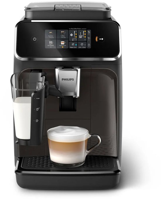 Philips Série 2300 - Machine à expresso - 4 Boissons différentes - Système de lait LatteGo - 40% Plus silencieux - Filtre AquaClean - Entièrement automatique - Noir - Machine à café avec grains - EP2334/10